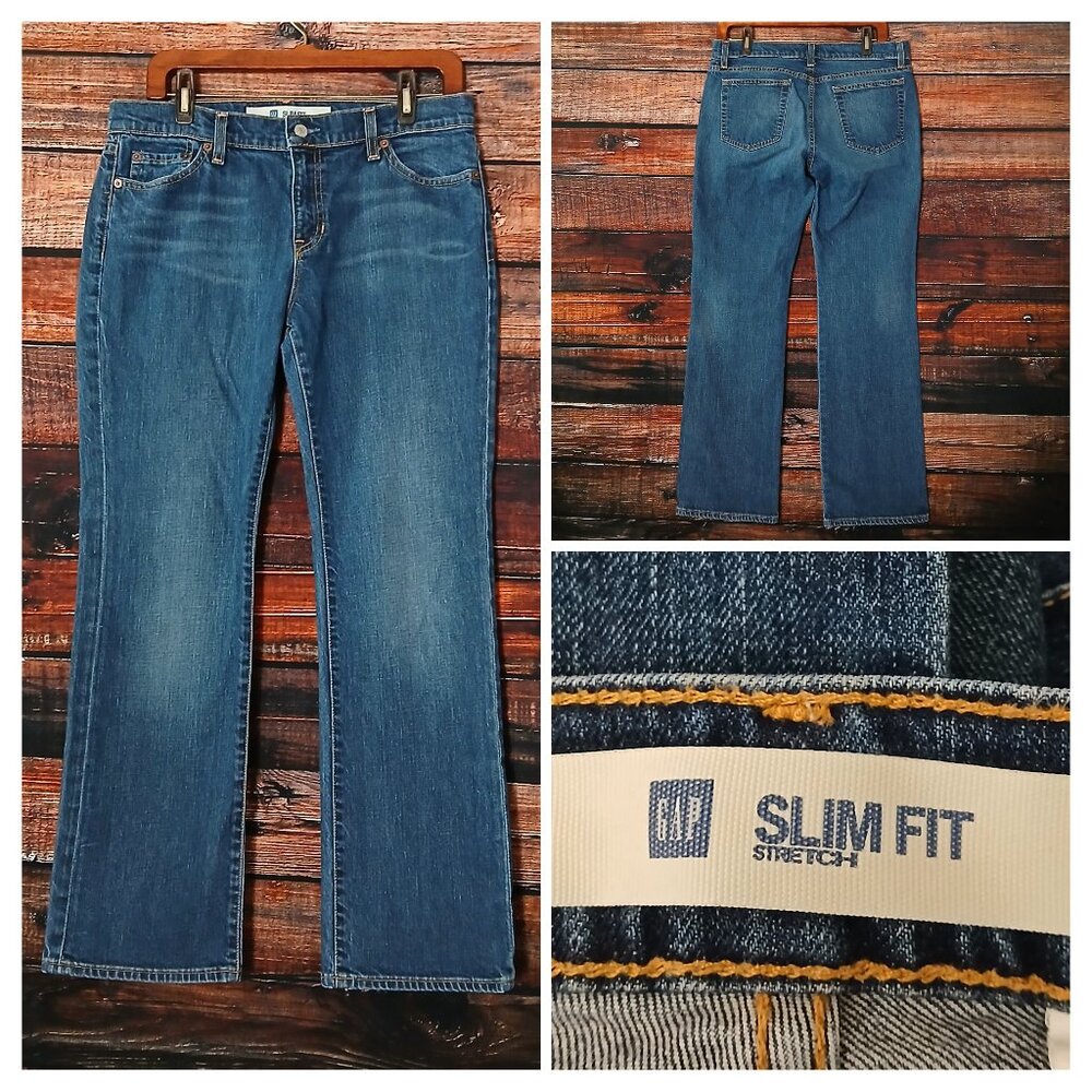 GAP Jeans 10 Vintage '04 Slim Fit Mid Rise Blue Denim Stretch Made in USA